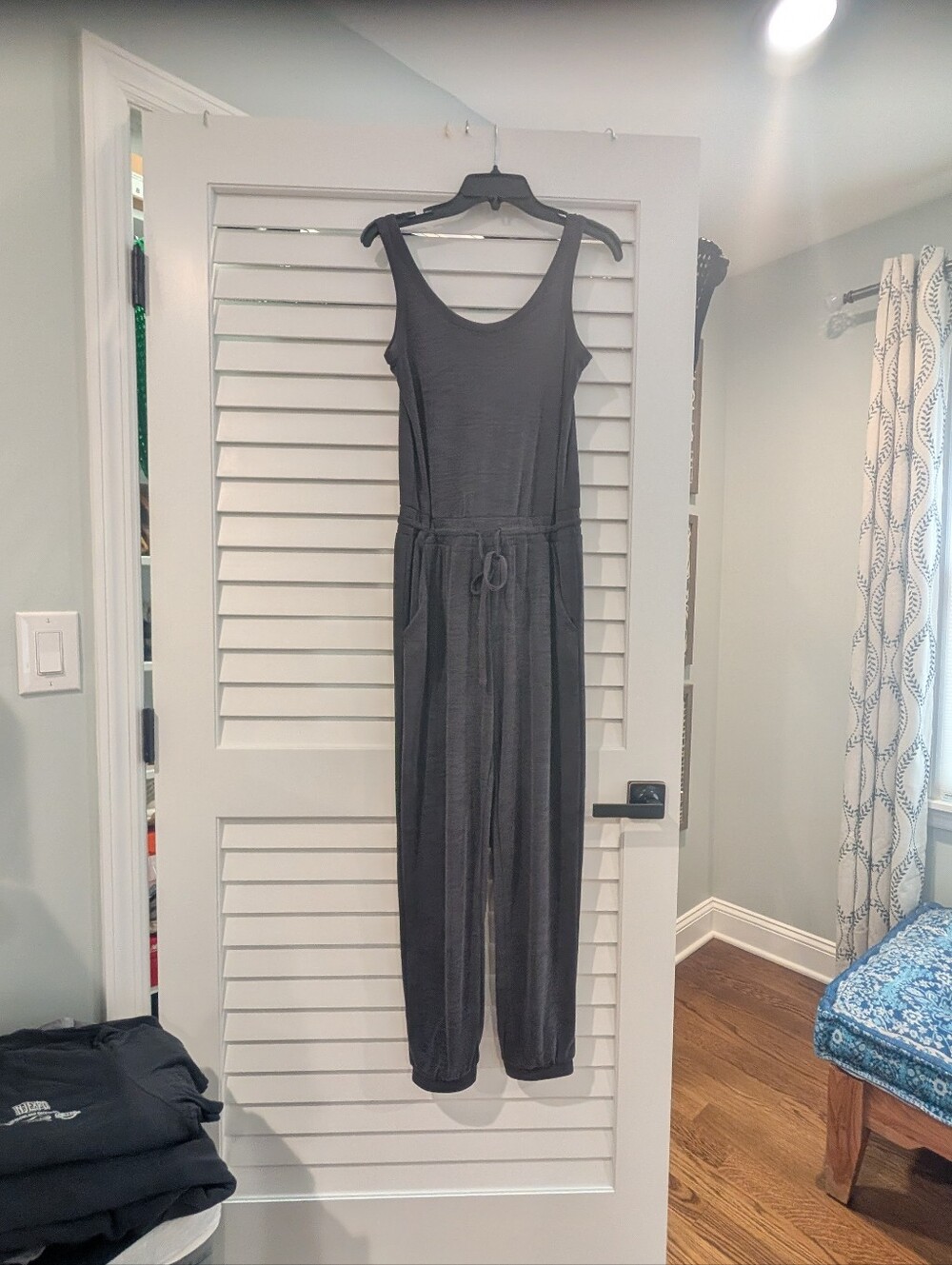 NWOT! Rachel Zoe Charcoal Brown Ribbed Sleeveless Drawstring Jumpsuit